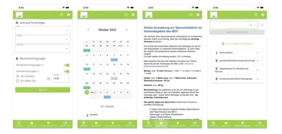 Ansicht der MZV App