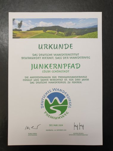 Urkunde Junkernpfad 2021-2024