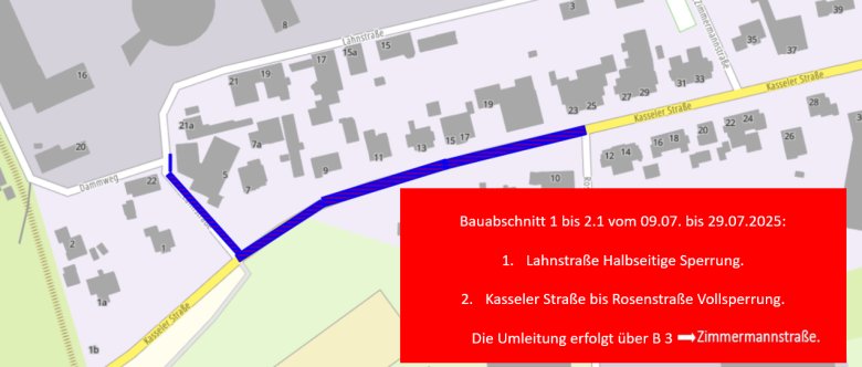 Bauabschnitte 1 und 2.1 vom 09.07.-29.07.2025
