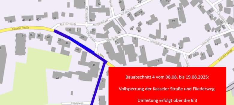 Bauabschnitt 7 vom 08.08.-19.08.2025 (kurzfristige Änderungen/Verzögerungen vorbehalten)