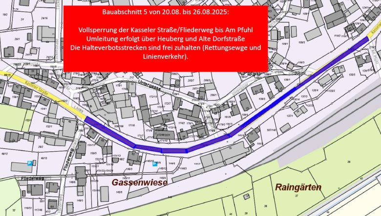 Bauabschnitt 5 vom 20.08.-26.08.2025 (kurzfristige Änderungen/Verzögerungen vorbehalten)