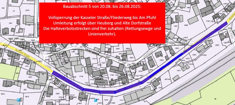 Bauabschnitt 5 vom 20.08.-26.08.2025 (kurzfristige Änderungen/Verzögerungen vorbehalten)