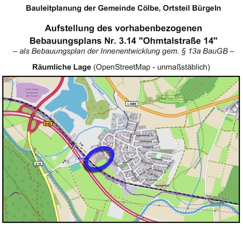 Räumliche Lage des Bebauungsplans Nr. 3.14